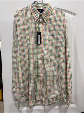 Classic Properly Tied Plaid Button-Down Shirt in Pastel Multi-Color